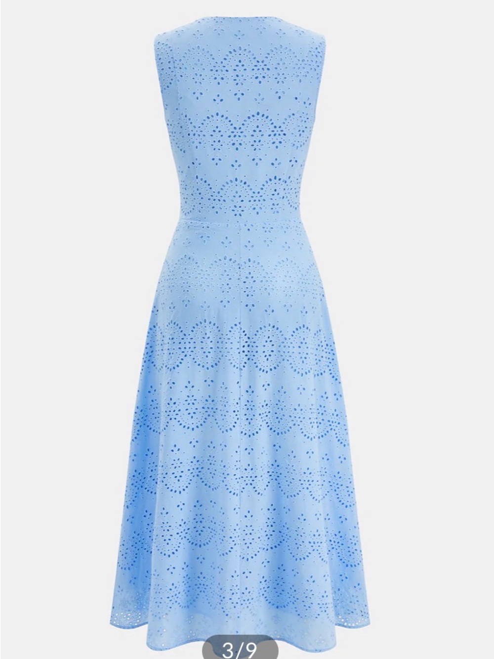 Commense cotton sleeveless embroidered eyelet dress with deep v neck - Picture 3 of 8